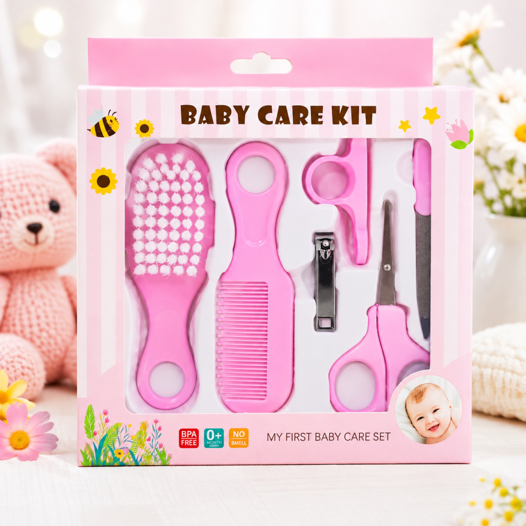 6-Piece Baby Grooming Kit with Baby Brush, Comb, Nail Clipper and Safety Scissors