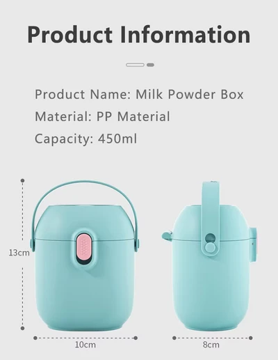 Blue baby milk powder container with scoop Blue baby milk powder container with scoop
