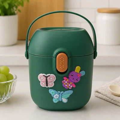 Green baby formula powder container Green baby formula powder container
