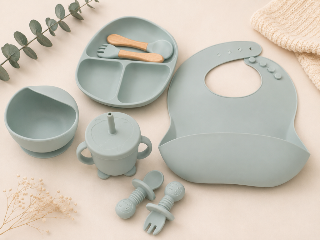 sage silicone baby feeding set